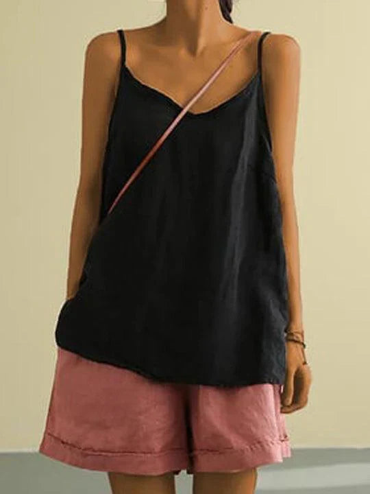 Effortless Linen Tank Top for Women with V Neck Sleeveless Relaxed Flowing Style