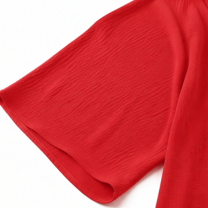 Effortless Crinkle Blouse for Women with V Neck Kimono Sleeve Button Front Relaxed Style