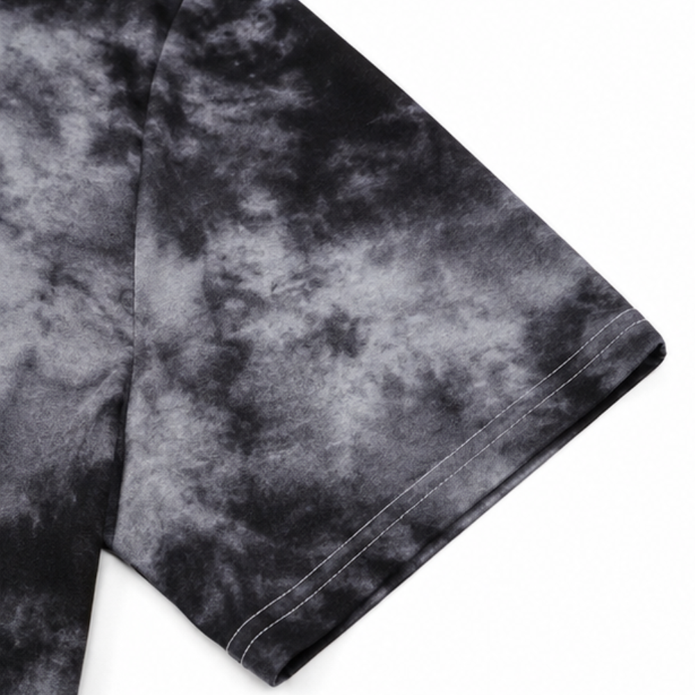 Effortless Tie Dye Fall Top for Women with V Neck Lace Up Short Sleeve Relaxed Casual Style