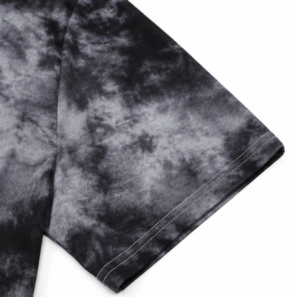 Effortless Tie Dye Fall Top for Women with V Neck Lace Up Short Sleeve Relaxed Casual Style