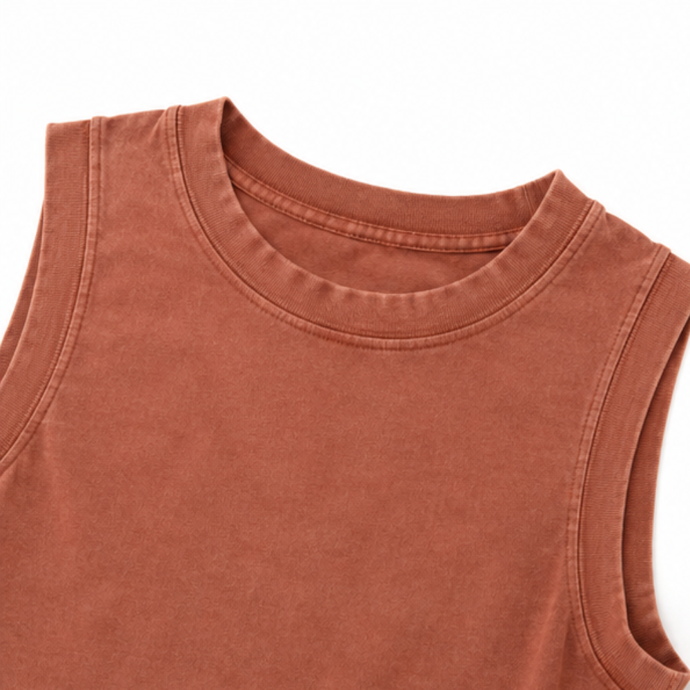 Effortless Garment Dyed Skort Two Piece Set for Women with Crew Neck Sleeveless Wrap Hem Fall Casual Style
