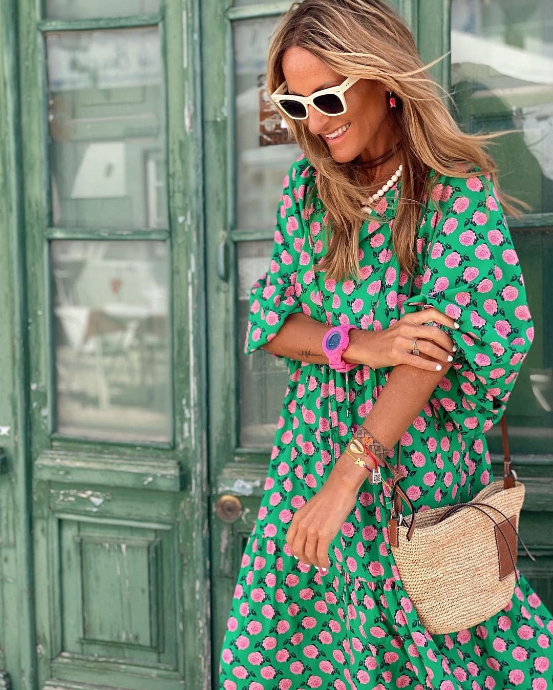 Effortless Printed Maxi Dress for Women with V Neck Elbow Sleeve Tiered Flowing Boho Style