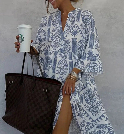 Zara | Effortless Boho Patterned Long Sleeve Mini Dress