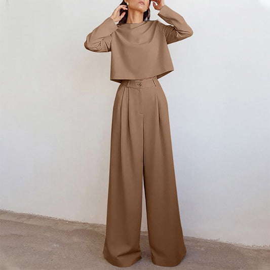 Celeste | Elegant Khaki Pants for Women with Wide Leg Pants