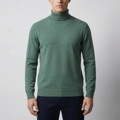 Cozy Turtleneck Sweater for Men with Roll Neck Long Sleeve Fine Knit Slim Style