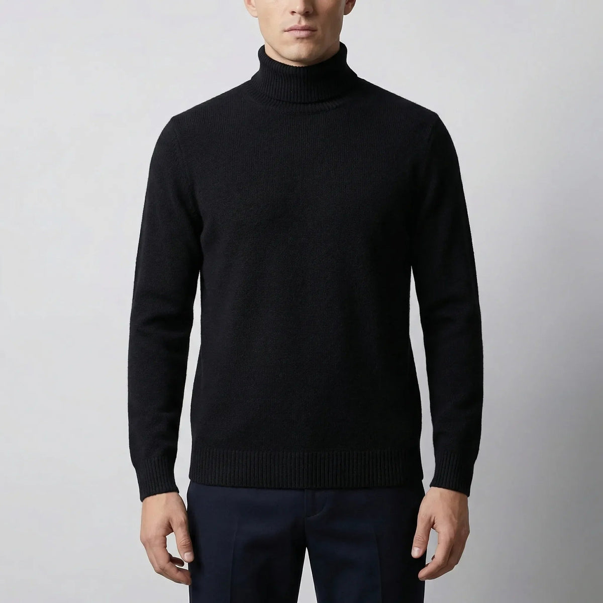 Cozy Turtleneck Sweater for Men with Roll Neck Long Sleeve Fine Knit Slim Style