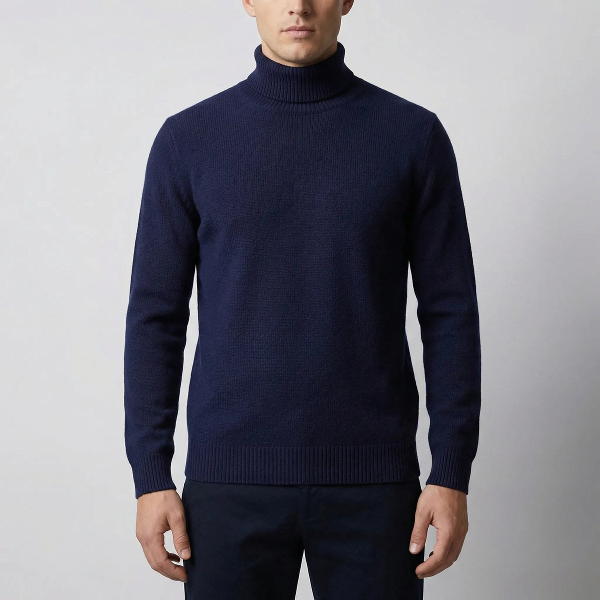 Cozy Turtleneck Sweater for Men with Roll Neck Long Sleeve Fine Knit Slim Style