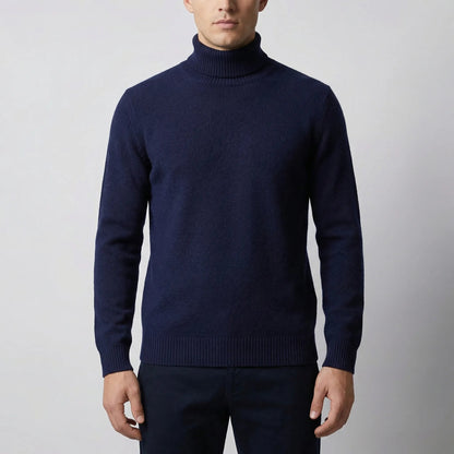 Cozy Turtleneck Sweater for Men with Roll Neck Long Sleeve Fine Knit Slim Style