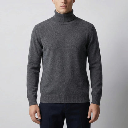 Cozy Turtleneck Sweater for Men with Roll Neck Long Sleeve Fine Knit Slim Style