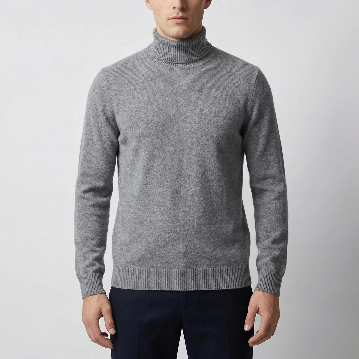 Cozy Turtleneck Sweater for Men with Roll Neck Long Sleeve Fine Knit Slim Style