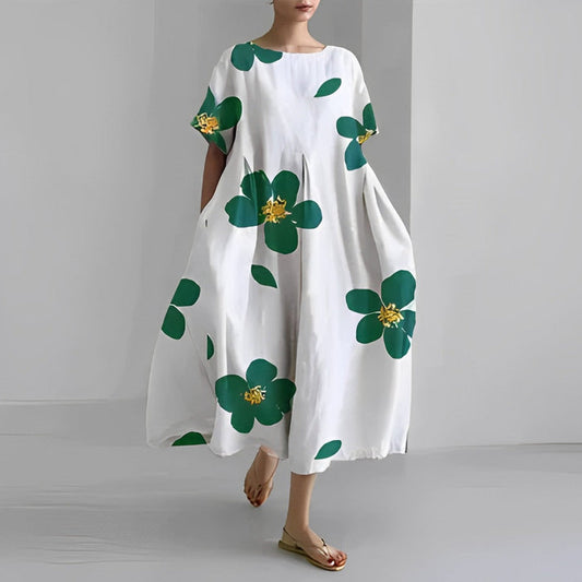 Zoe | Effortless White Casual Sundress for Women in Boho Floral Style