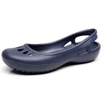 Comfortable Sandals for Women with Waterproof Jelly Flat Cut-Out Slide Design