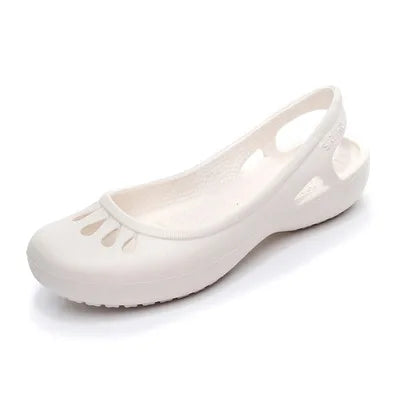 Comfortable Sandals for Women with Waterproof Jelly Flat Cut-Out Slide Design