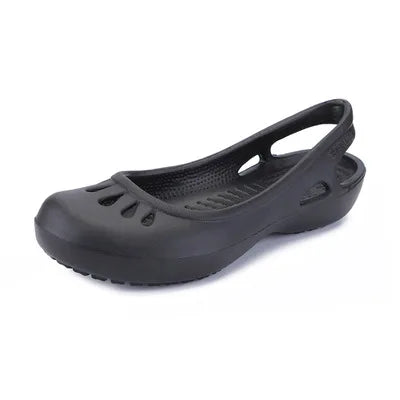 Comfortable Sandals for Women with Waterproof Jelly Flat Cut-Out Slide Design