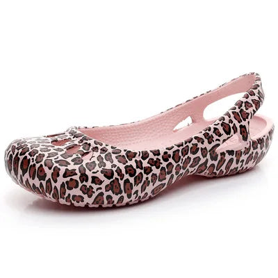 Comfortable Sandals for Women with Waterproof Jelly Flat Cut-Out Slide Design