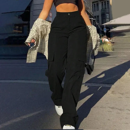 Effortless Cargo Pants for Women with High Waist Wide Leg Multi Pocket Relaxed Style
