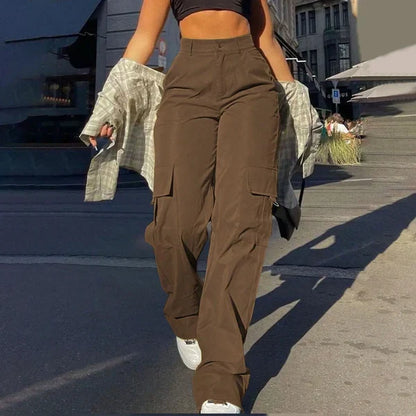Effortless Cargo Pants for Women with High Waist Wide Leg Multi Pocket Relaxed Style