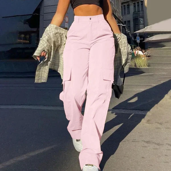 Effortless Cargo Pants for Women with High Waist Wide Leg Multi Pocket Relaxed Style
