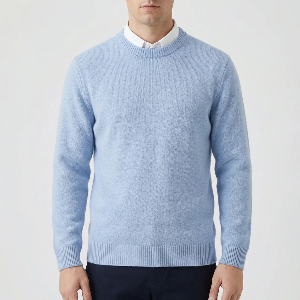 Cozy Soft Knit Crew Neck Sweater for Men with Round Neck Long Sleeve Pullover Ribbed Style
