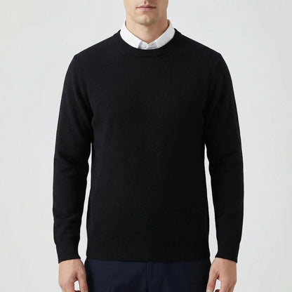 Cozy Soft Knit Crew Neck Sweater for Men with Round Neck Long Sleeve Pullover Ribbed Style