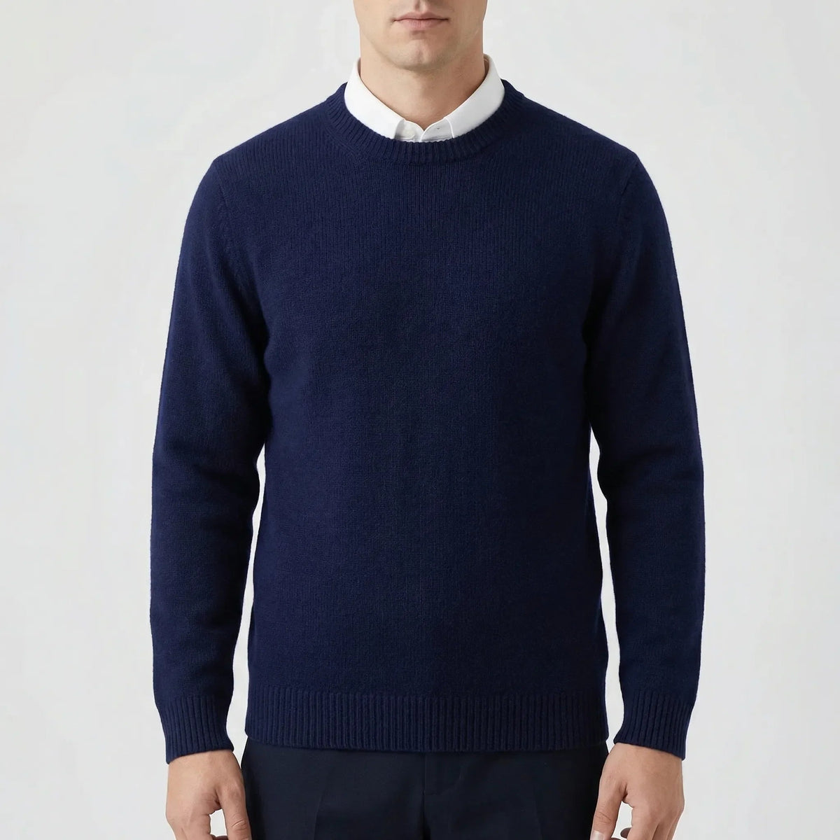 Cozy Soft Knit Crew Neck Sweater for Men with Round Neck Long Sleeve Pullover Ribbed Style