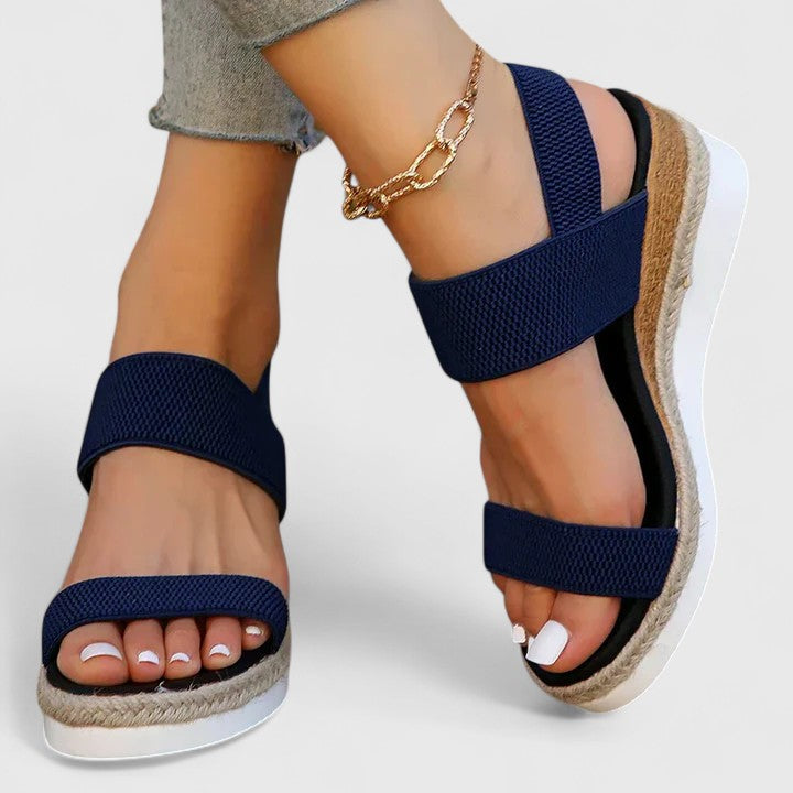 Comfortable Orthopedic Sandals for Women with Elastic Strap Espadrille Wedge Platform Style