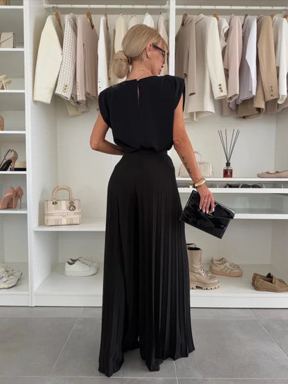 Simone | Elegant Two Piece Outfit Set for Women with Wide Leg Pants