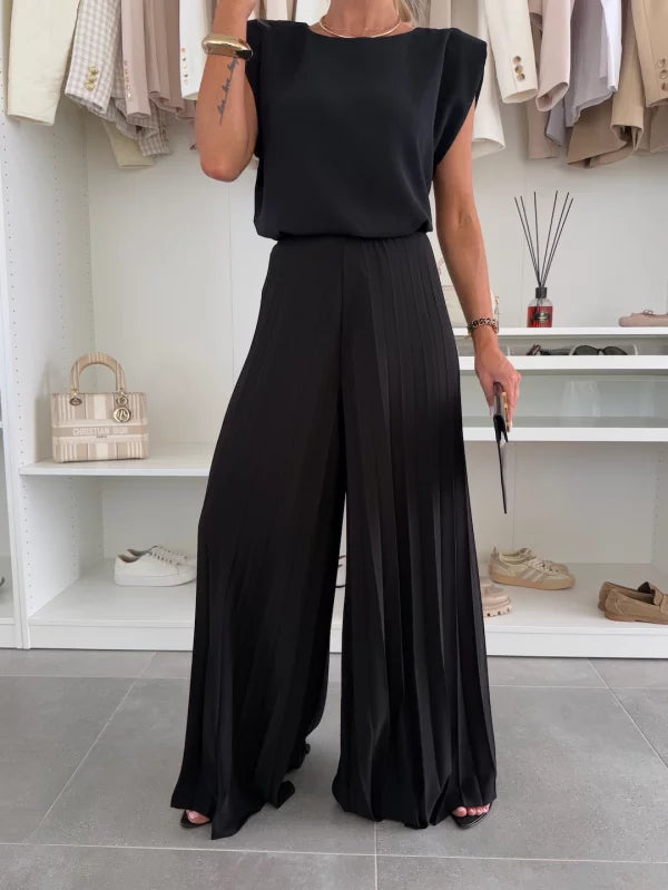 Simone | Elegant Two Piece Outfit Set for Women with Wide Leg Pants