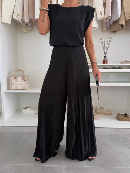Simone | Elegant Two Piece Outfit Set for Women with Wide Leg Pants