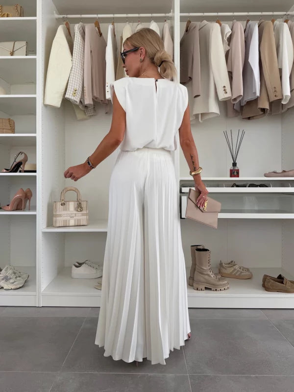Simone | Elegant Two Piece Outfit Set for Women with Wide Leg Pants