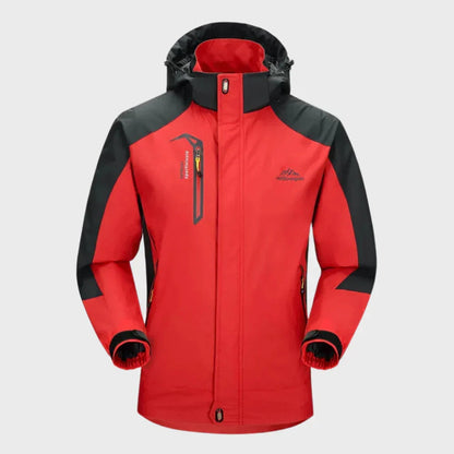 Stylish Shell Jacket for Men with Hooded Collar Long Sleeve Zip Up Colorblock Outdoor Style