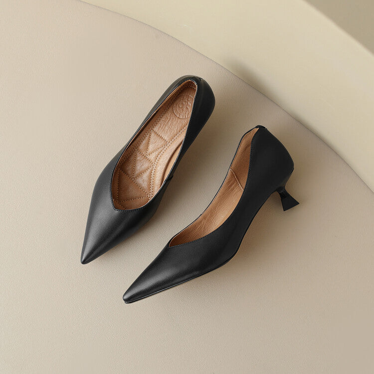 Elegant Wedding Shoes for Women with Pointed Toe Kitten Heel Slip On Style