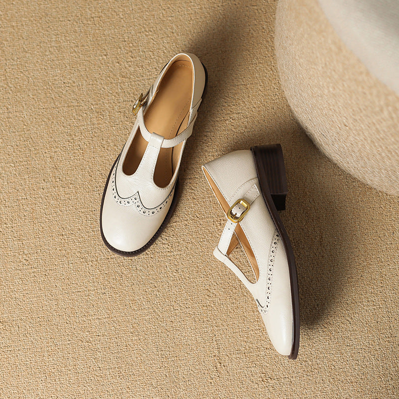 Elegant Mary Jane Shoes for Women with Buckle Strap Block Heel Round Toe Style