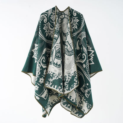 Effortless Paisley Poncho for Women with Open Front Kimono Sleeve Asymmetrical Hem Bohemian Style