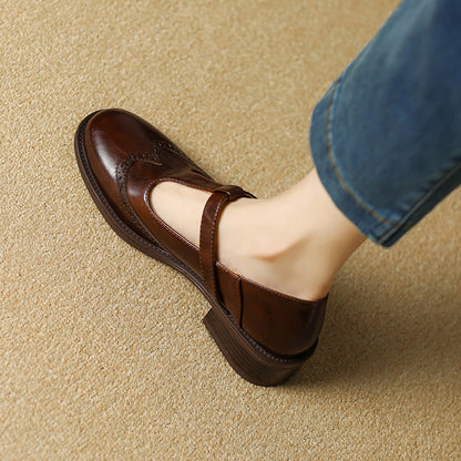 Elegant Mary Jane Shoes for Women with Buckle Strap Block Heel Round Toe Style