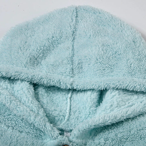 Comfortable Sherpa Fleece Hoodie for Women with Hooded Long Sleeve Button Front Relaxed Oversized Style
