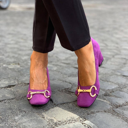 Nadia | Elegant Block Heel Loafers for Women in Suede Style