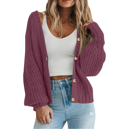 Cozy Chunky Knit Cardigan for Women with V Neck Long Sleeve Button Front Relaxed Style