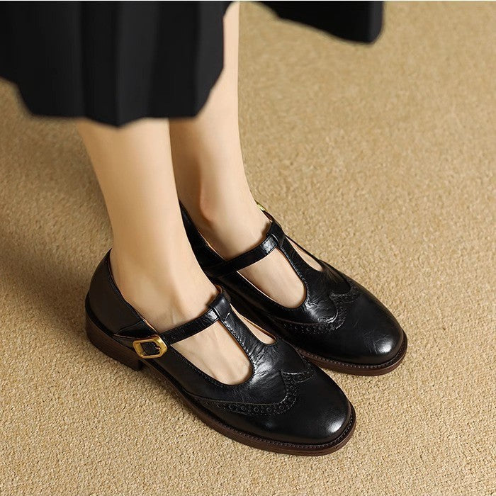 Elegant Mary Jane Shoes for Women with Buckle Strap Block Heel Round Toe Style