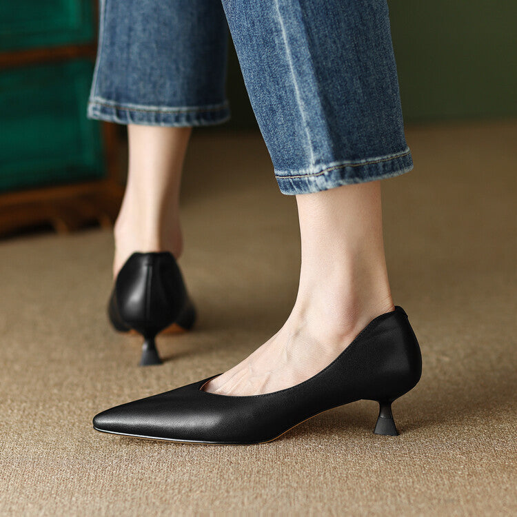 Elegant Wedding Shoes for Women with Pointed Toe Kitten Heel Slip On Style
