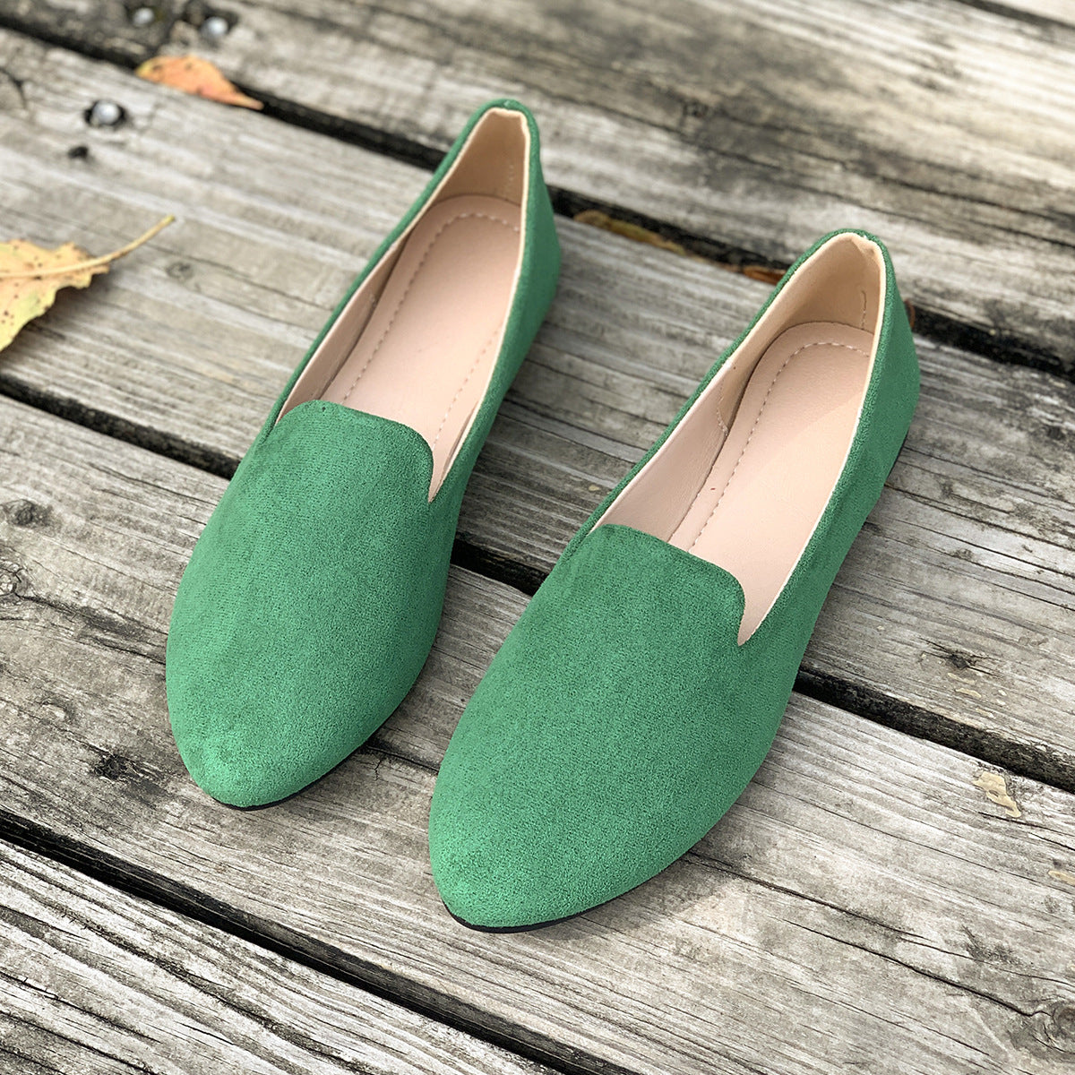 Comfortable Ballet Flats for Women with Pointed Toe Suede Slip On Casual Style