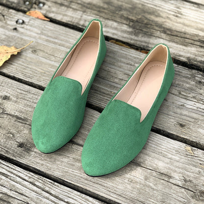 Comfortable Ballet Flats for Women with Pointed Toe Suede Slip On Casual Style