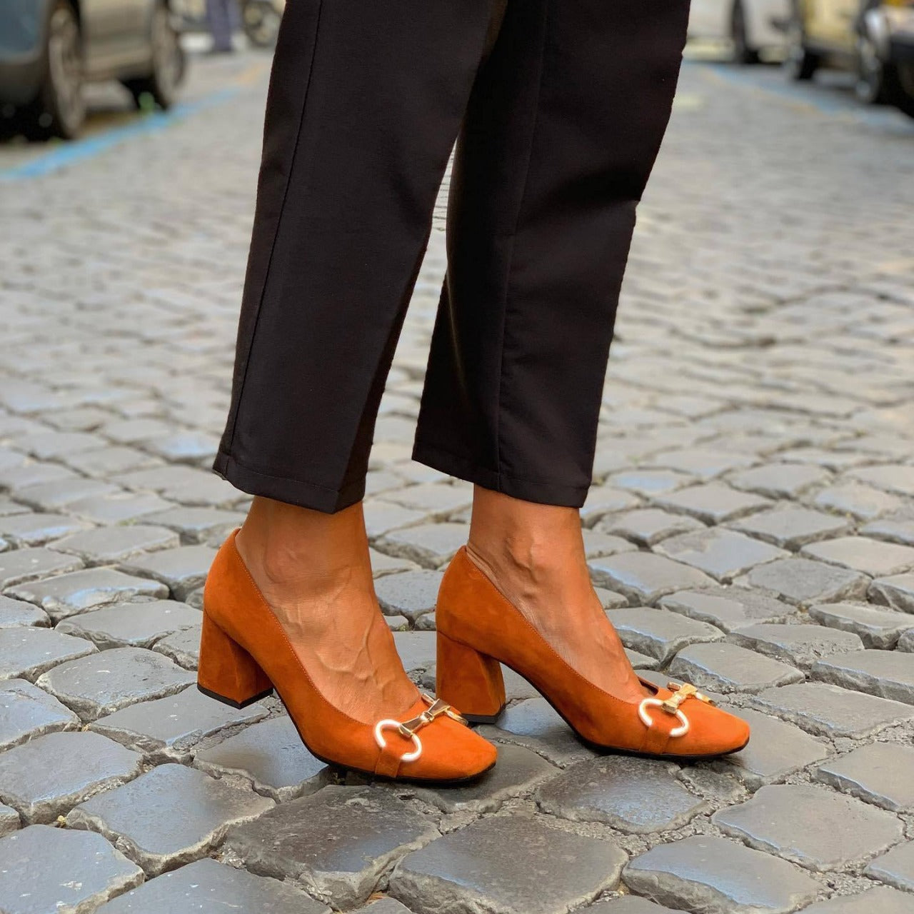 Nadia | Elegant Block Heel Loafers for Women in Suede Style