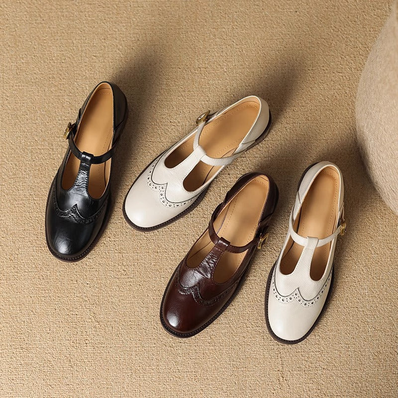 Elegant Mary Jane Shoes for Women with Buckle Strap Block Heel Round Toe Style