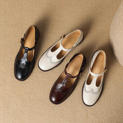 Elegant Mary Jane Shoes for Women with Buckle Strap Block Heel Round Toe Style