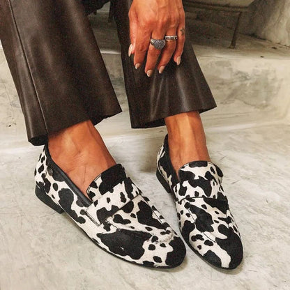 Elegant Black and white Loafers for Women with Slip On Penny Toe Comfortable Casual Style