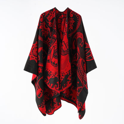 Effortless Paisley Poncho for Women with Open Front Kimono Sleeve Asymmetrical Hem Bohemian Style