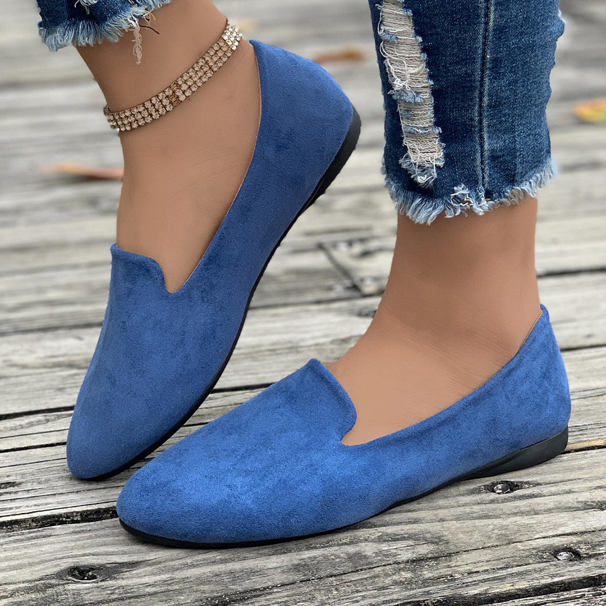 Comfortable Ballet Flats for Women with Pointed Toe Suede Slip On Casual Style