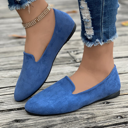 Comfortable Ballet Flats for Women with Pointed Toe Suede Slip On Casual Style