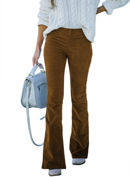 Effortless Corduroy Flare Jeans for Women with High Waisted Bootcut Stretch Casual Style